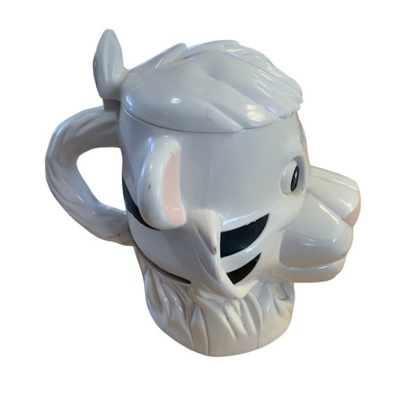 Ringling Bros Circus White Tiger Head Flip Top Cup Mug Hard Plastic - Picture 1 of 7